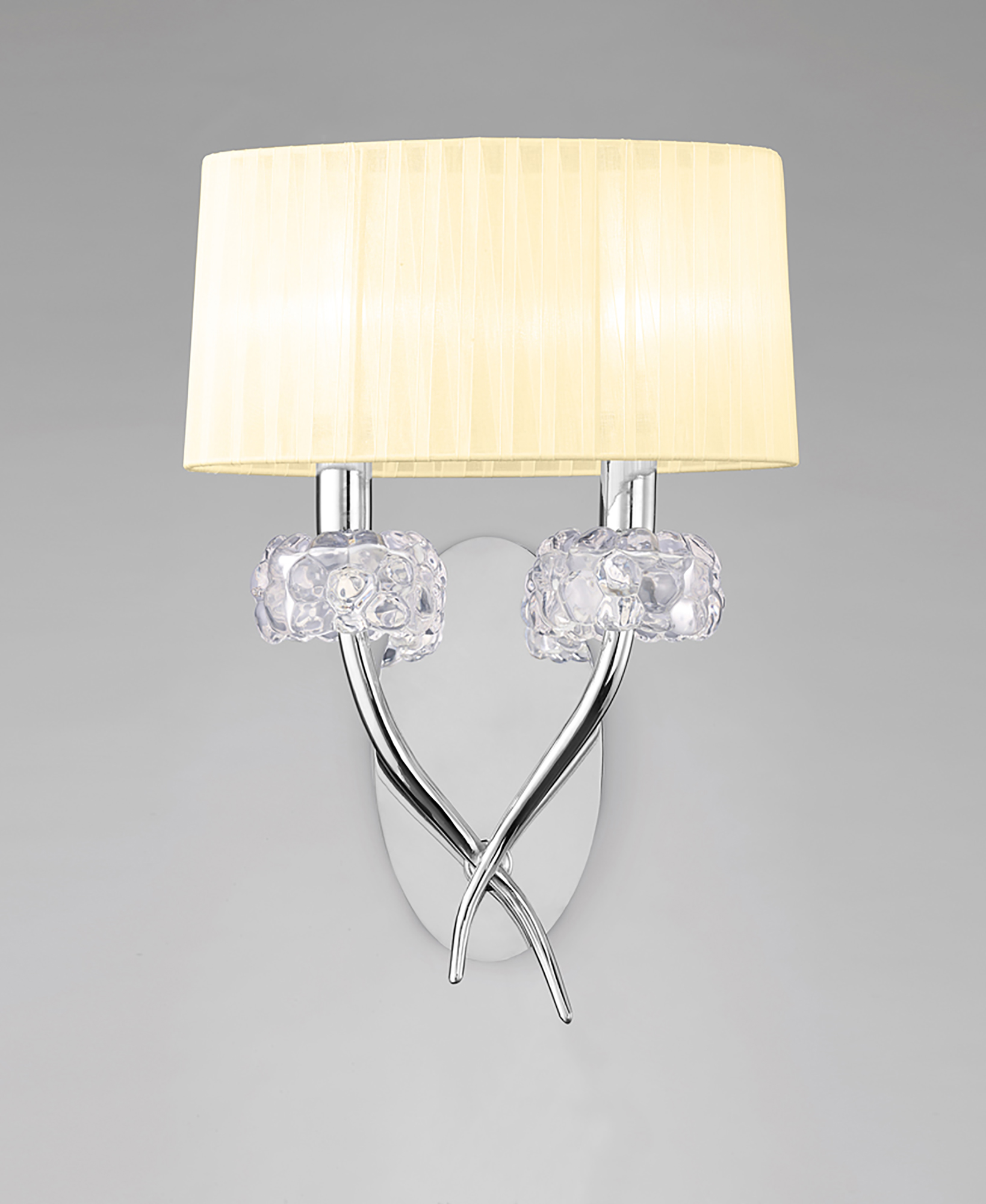 Loewe Polished Chrome-Cream Wall Lights Mantra Armed Wall Lights Loewe Polished Chrome-Cream Wall Lights Mantra Armed Wall Lights
